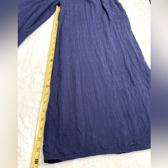 Knox Rose Boho Chic Navy Blue w/ White Floral Embroidery V-Neck Comfy Jumpsuit - Picture 14 of 15